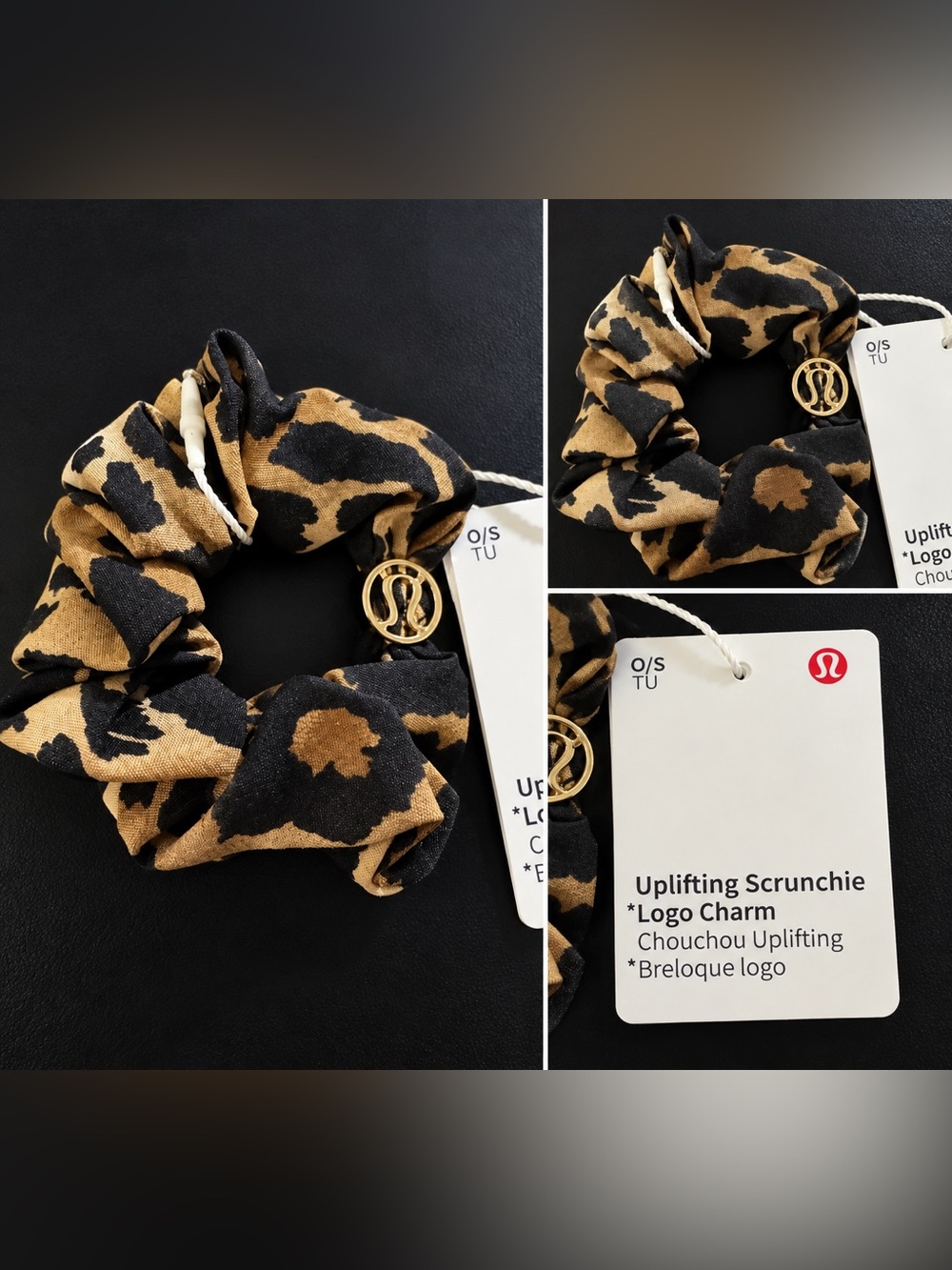 Lululemon athletica uplifting Scrunchie with Gold logo charm